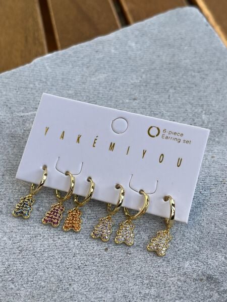 Yakemiyou Renkli Ayıcıklar Altılı Küpe