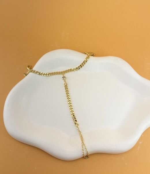 Altın Renkli Taşlı Kalın Örgü Şahmeran