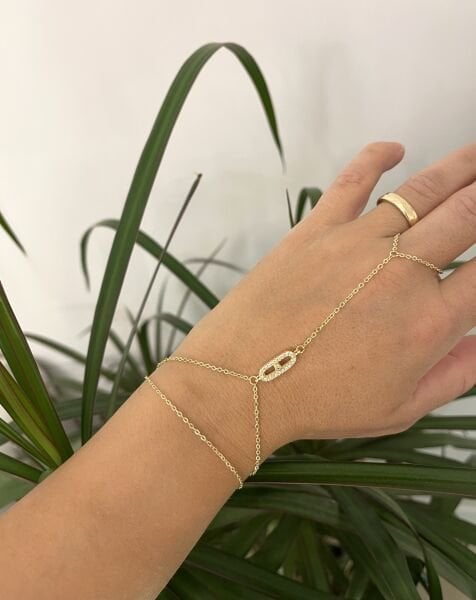 Altın Renkli Taşlı Oval Şahmeran