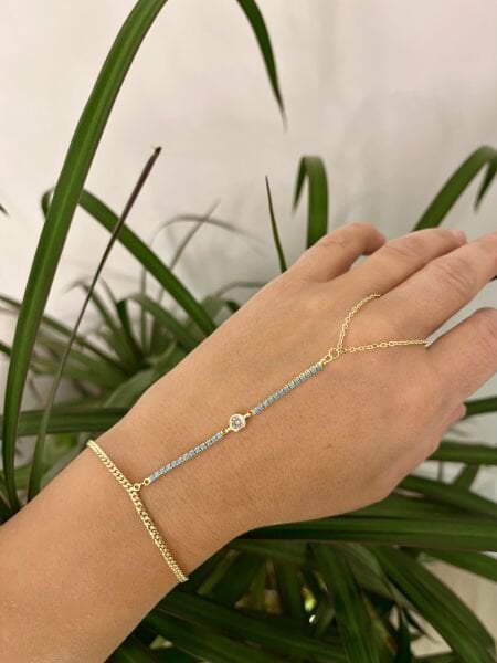 Altın Renkli Mavi Taş Dizilim Şahmeran