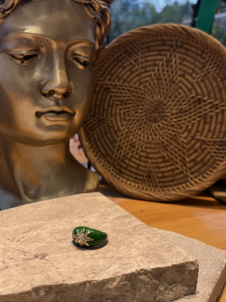 Taşlı Yıldız Yeşil Yüzük