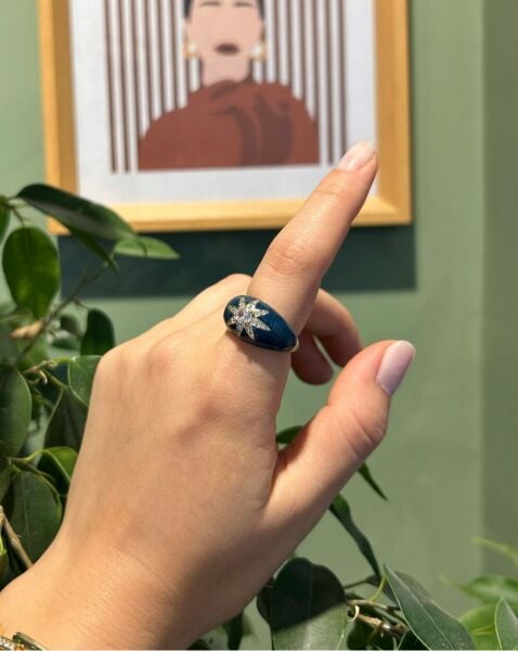 Taşlı Yıldız Mavi Yüzük