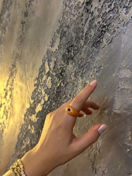 Taşlı Yıldız Turuncu Yüzük