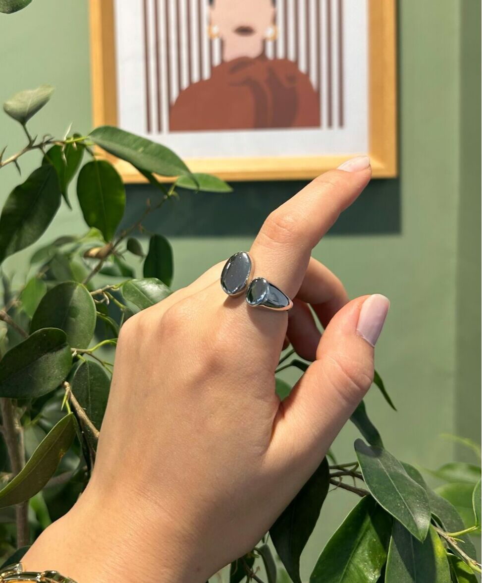 Gümüş Renkli Oval Yüzük