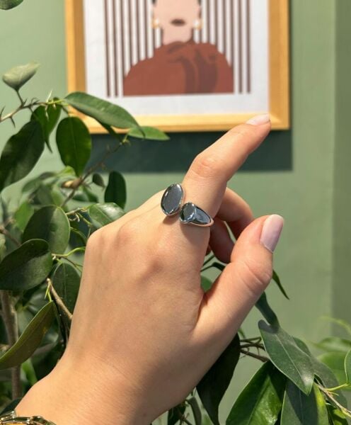 Gümüş Renkli Oval Yüzük