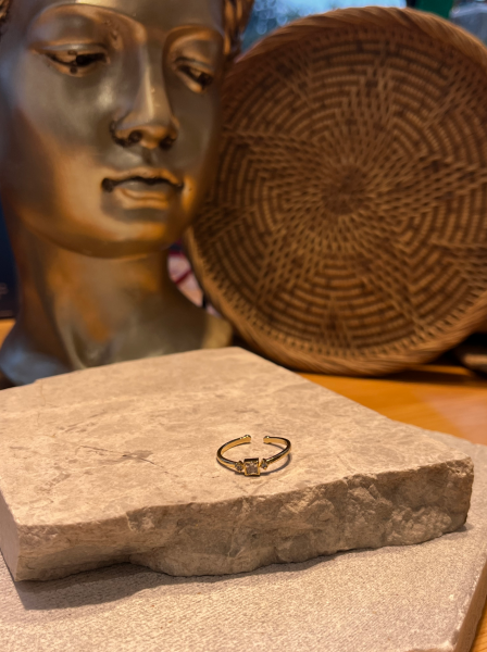 Kare Taşlı İnce Yüzük