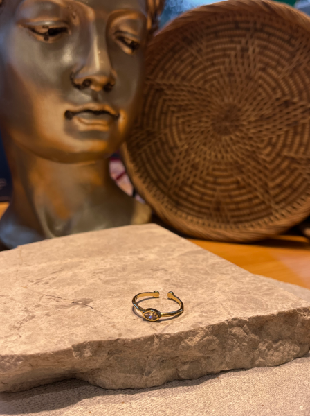 Oval Taşlı İnce Yüzük