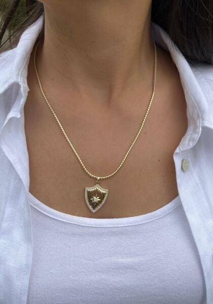 Taşlı Kuzey Yıldızı Rozet Kolye