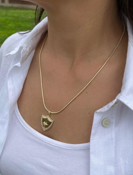 Taşlı Kuzey Yıldızı Rozet Kolye