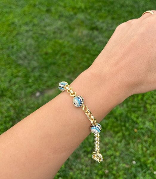 14K Top Nazar Boncuklu Bileklik