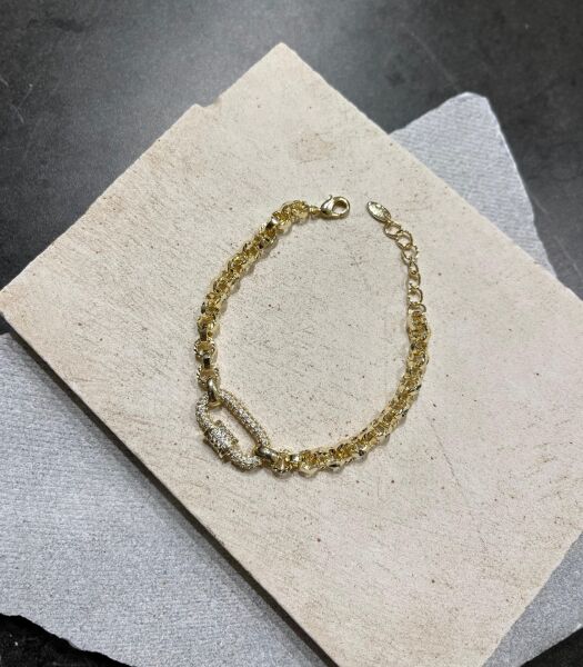 14K Oval Stone Bracelet