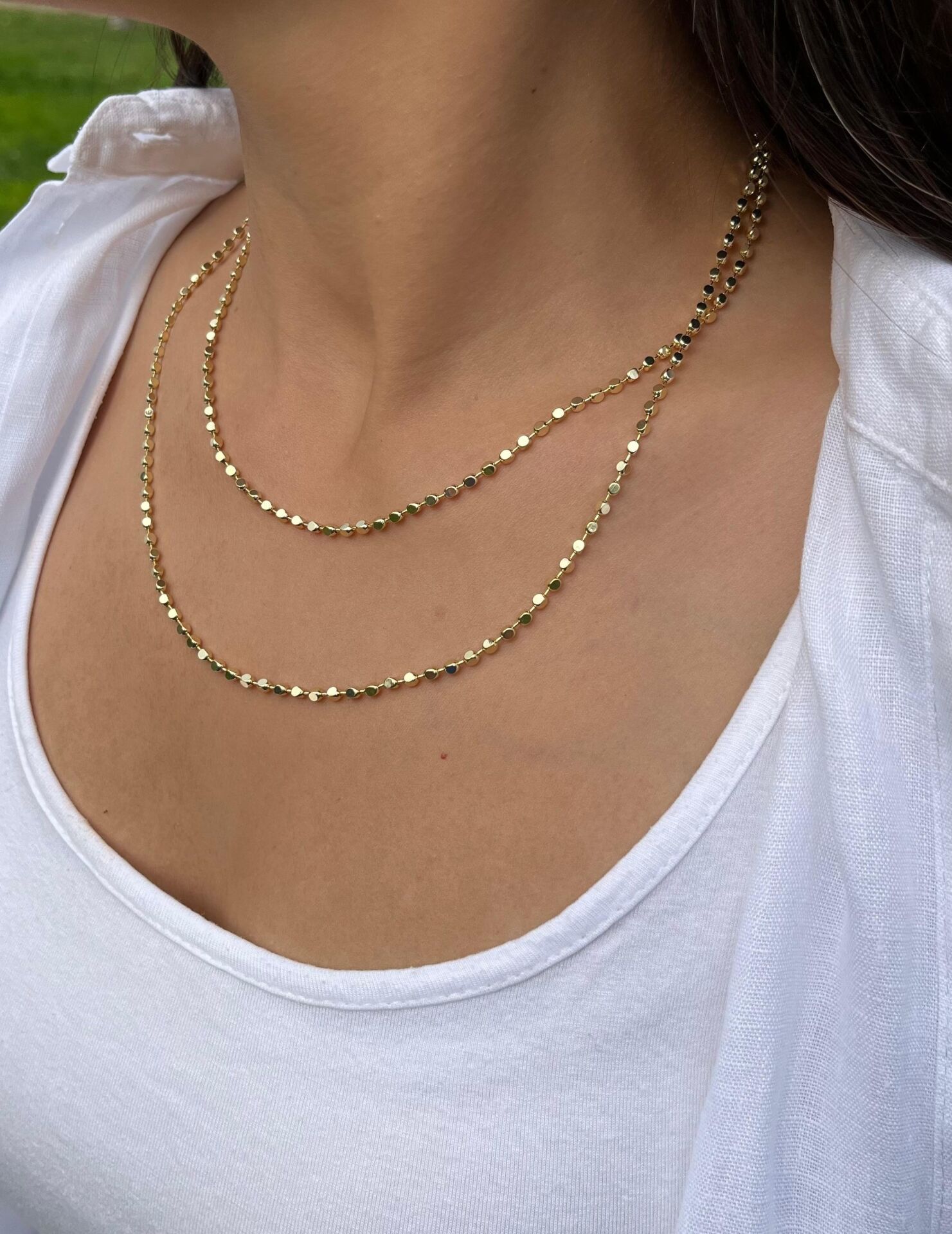 Kare Desen Uzun Dolama Zincir Kolye