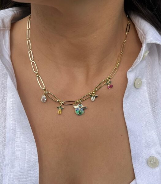 Renkli  ve Desenli Charm Kolye