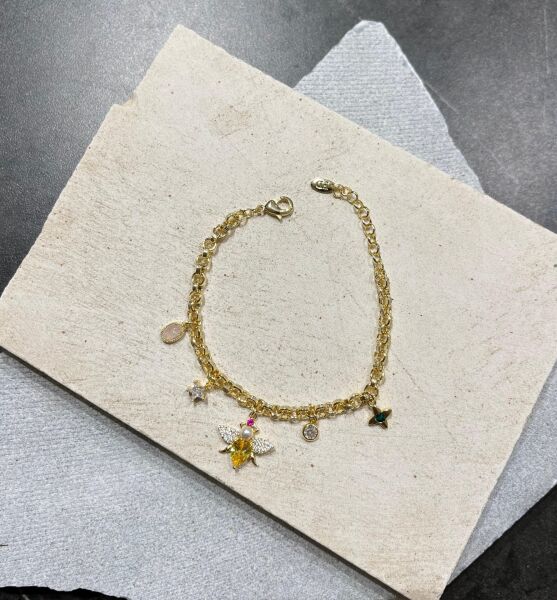 Bee and Stone Charm Bracelet
