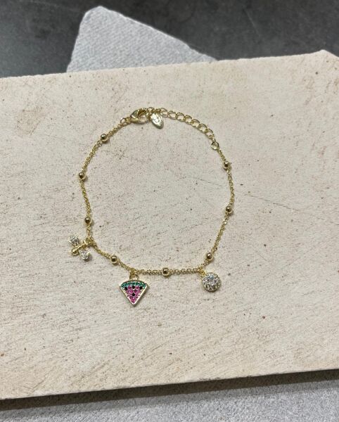 Watermelon Slice Charm Bracelet