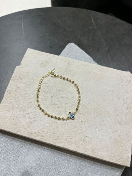 Mavi Taşlı Yonca Bileklik