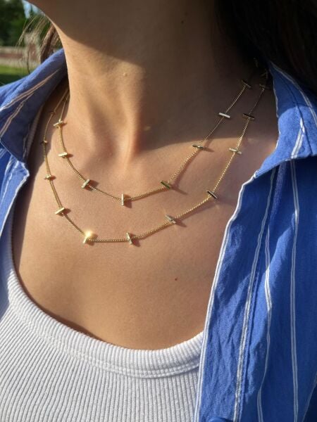 Çubuk Desen Dolama Zincir Kolye