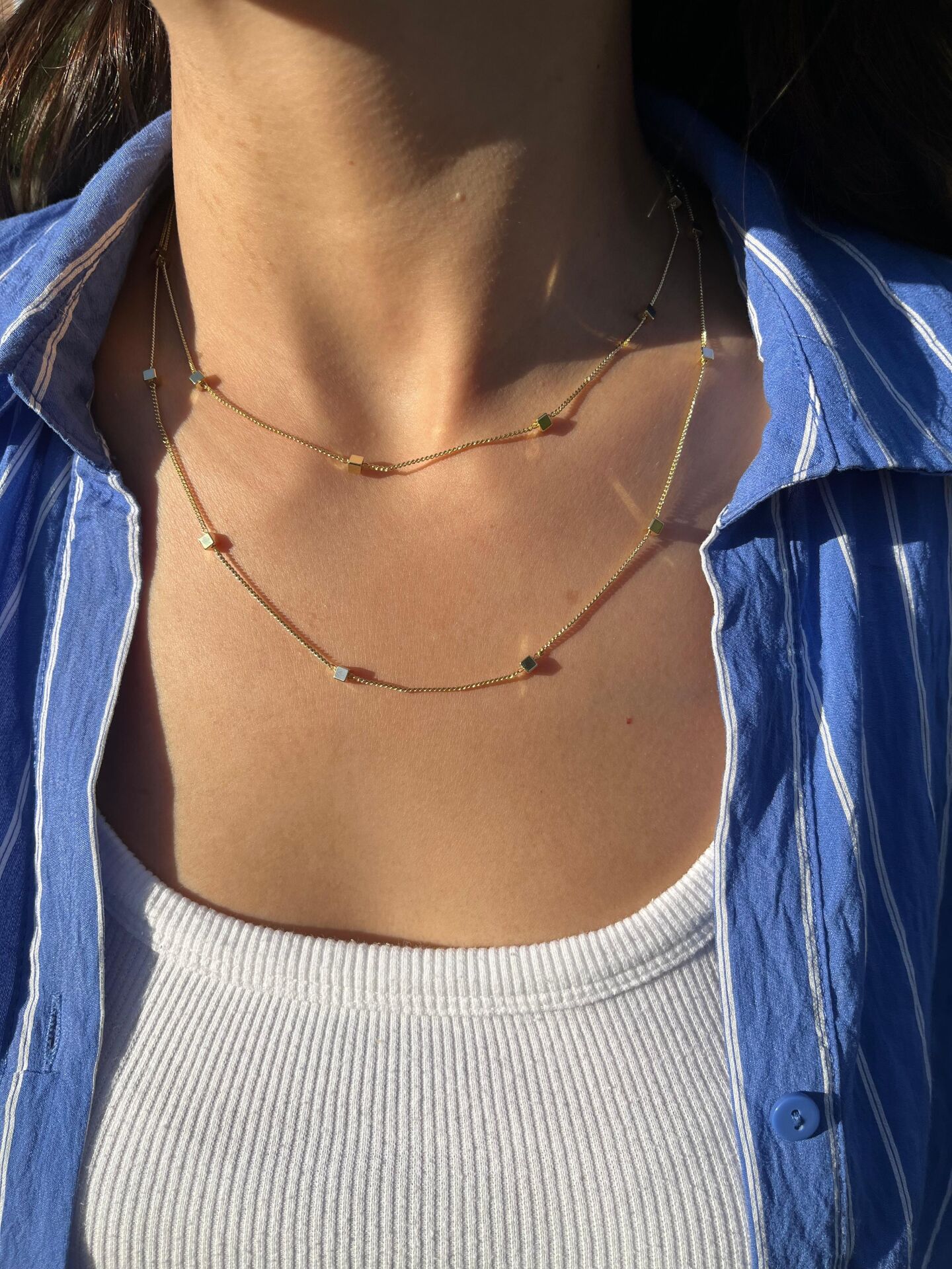 Kare Desen Dolama Zincir Kolye