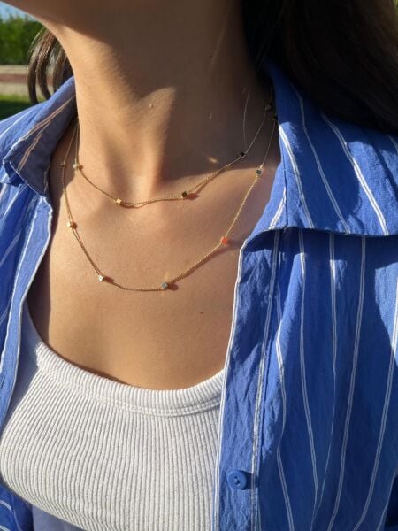 Kare Desen Dolama Zincir Kolye