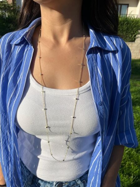 Kare Desen Dolama Zincir Kolye