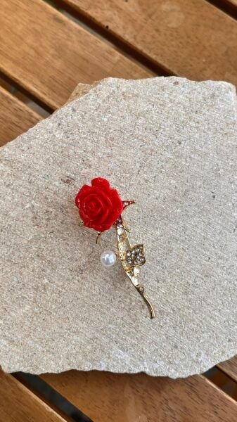Red Rose Brooch