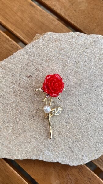 Red Rose Brooch