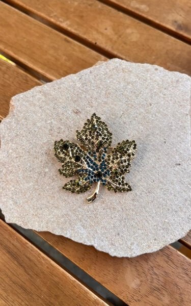 Leaf Brooch with Stones