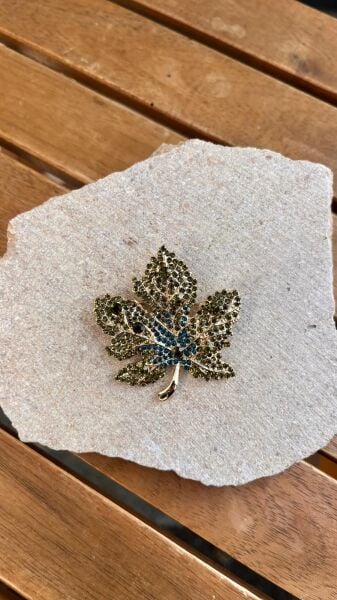 Leaf Brooch with Stones