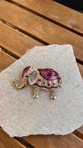 Stone Embellished Elephant Brooch