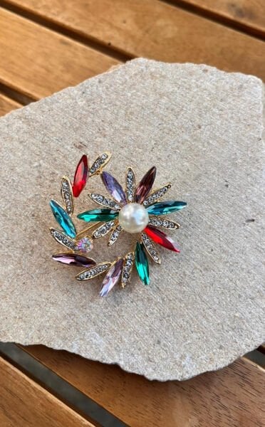 Renkli Taşlı Broş
