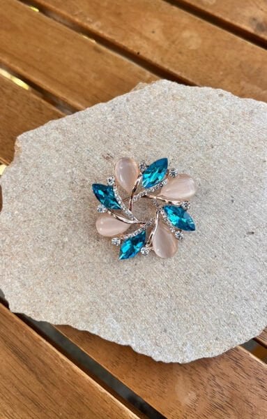 Mavi Taşlı Broş