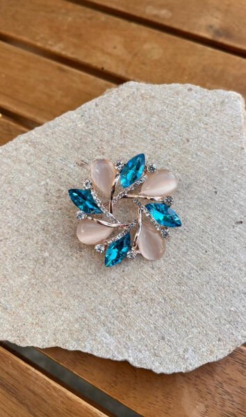 Mavi Taşlı Broş