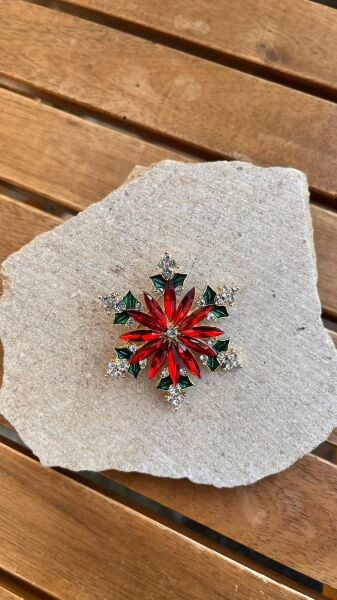 Kırmızı Yeşil Taşlı Broş