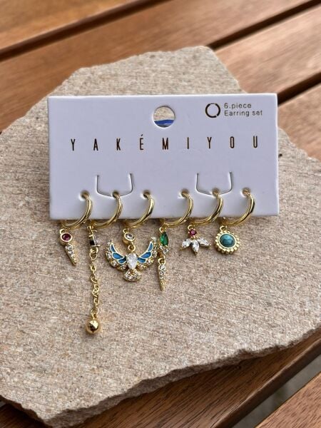 Yakemiyou Anka Kuşu Desenli Altılı Küpe