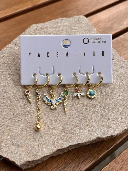 Yakemiyou Anka Kuşu Desenli Altılı Küpe