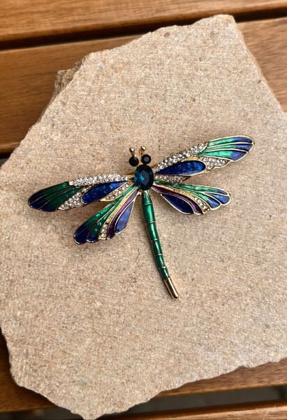 Yeşil Taşlı Yusufcuk Broş