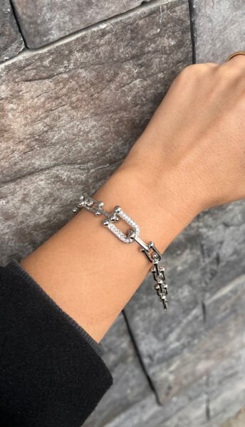 14K Tiffany Desen Gümüş Bileklik