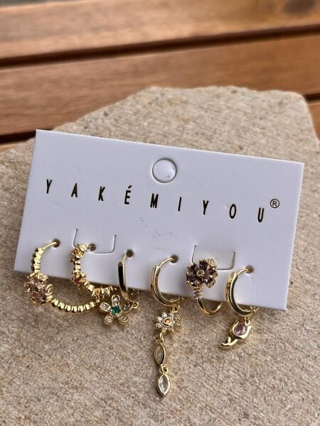 Yakemiyou Çiçekli Altılı Küpe