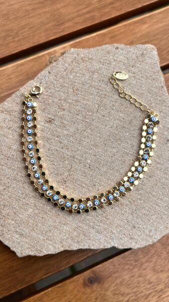 Üçlü Birleşik Nazar Boncuklu Bileklik