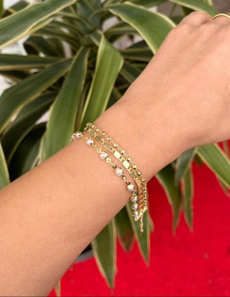 İnci Detaylı Üç Sıra Bileklik