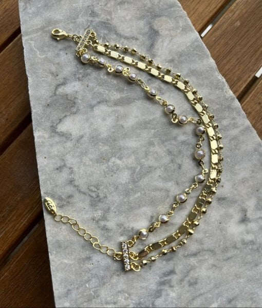 İnci Detaylı Üç Sıra Bileklik