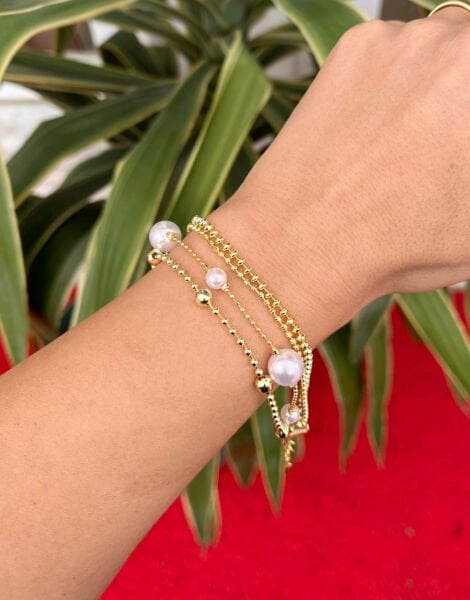 İnci Detaylı Dört Sıra Bileklik