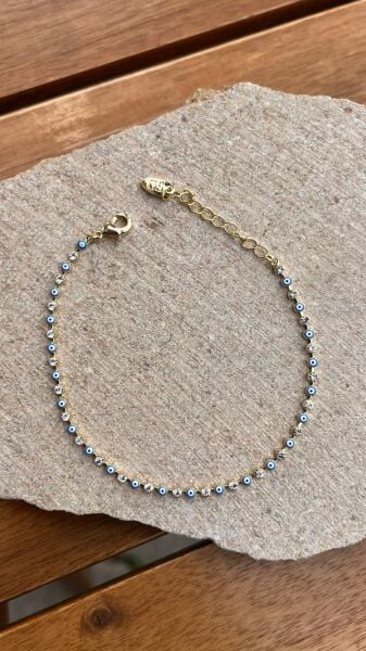 Minimal Nazar Boncuklu Taşlı Bileklik