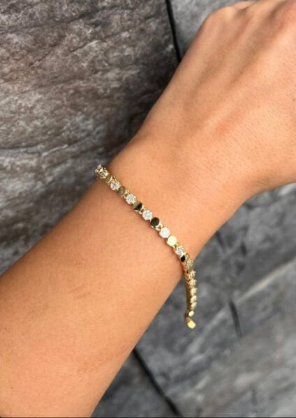 Örüntü Taşlı Daire Bileklik