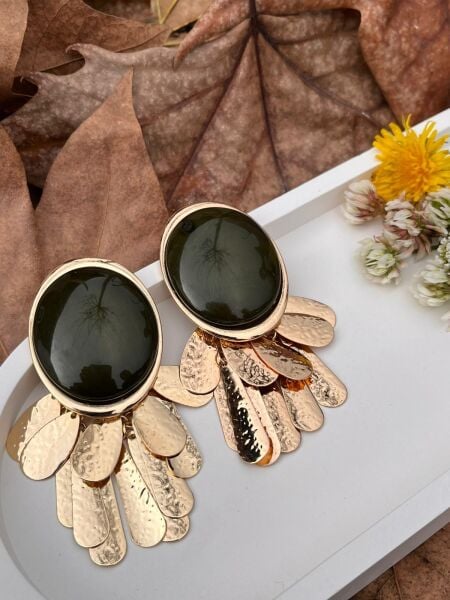 Yeşil Beyaz Büyük Küpe