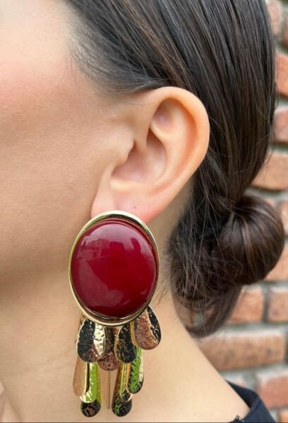 Burgundy Large Earrings