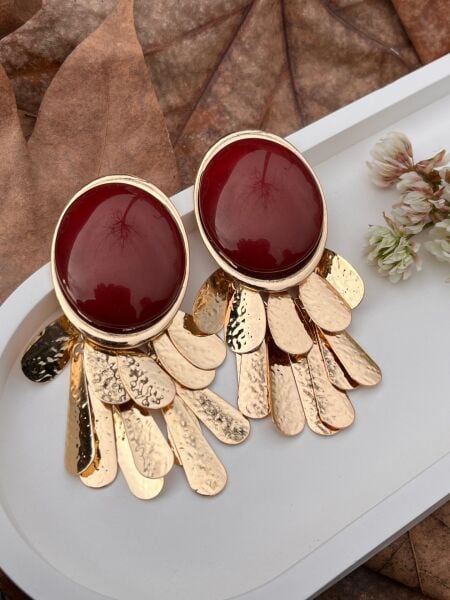 Burgundy Large Earrings