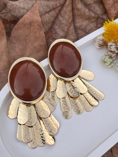 Brown Large Earrings