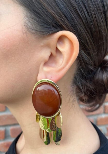 Brown Large Earrings