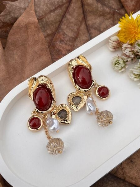 Bordo Sarkıtlı Küpe